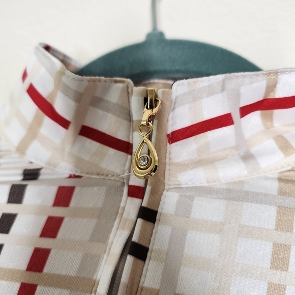 SanSoleil Ivory Lattice Plaid UPF 50 Mesh Zip Jacket N - Picture 4 of 5